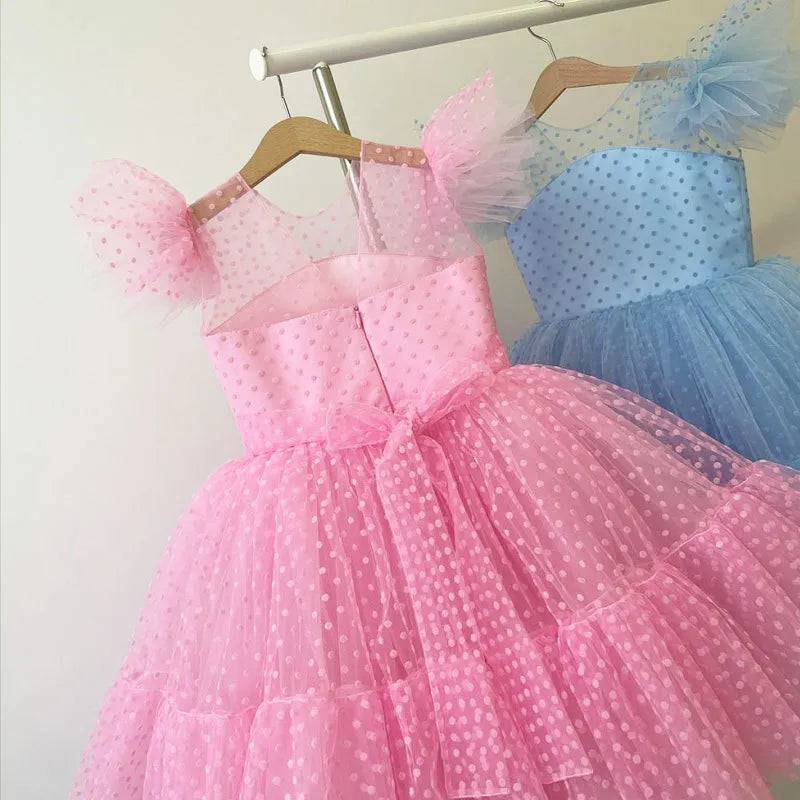 Summer Girl Dress Birthday Party Princess Dress Children  Polka Dots Gown Flower Girl Wedding Tutu Fluffy Dresses Vestidos