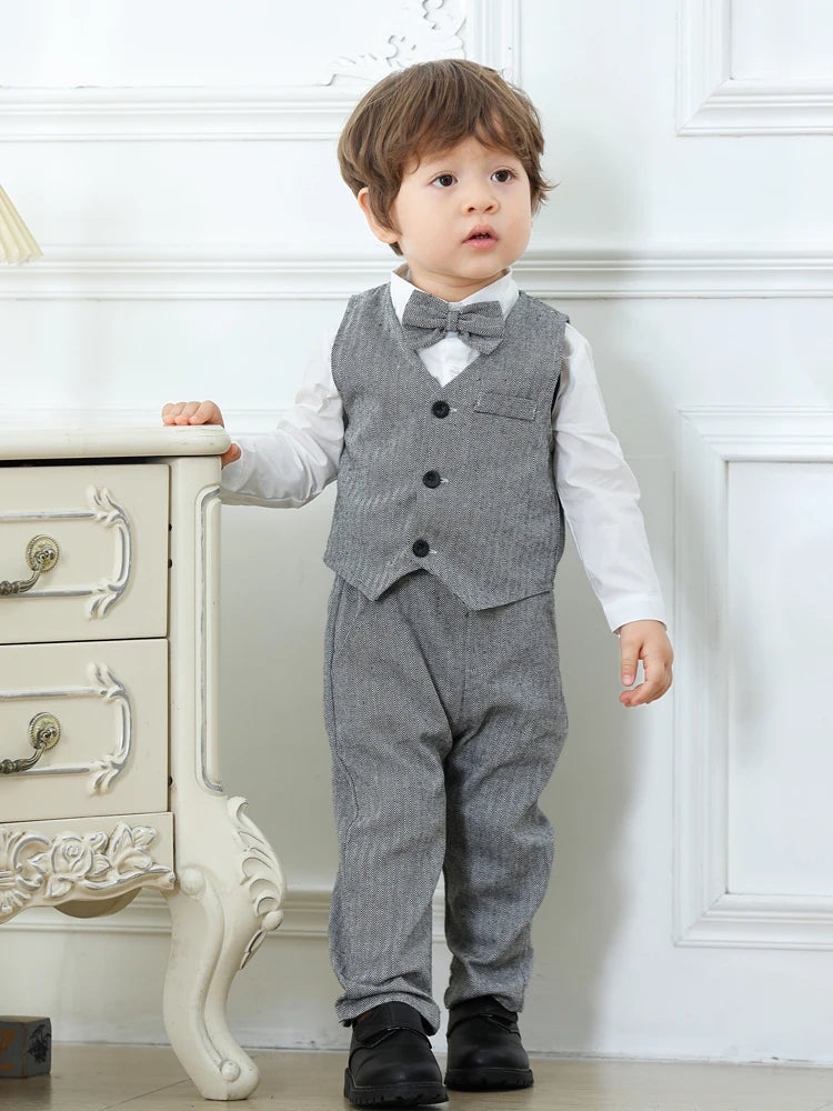 Kid Boys Formal Party Outfits Clothes Set Wedding Birthday Toddler Boy Gentleman Handsome Children Elegant Suit 1 2 3 4 5 6 Year