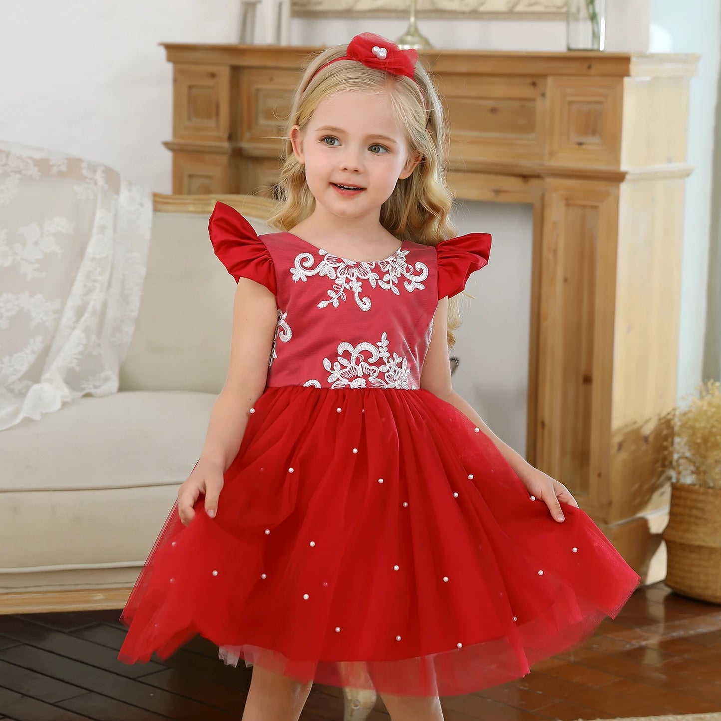 Baby Girls Princess Party Dresses Flower Lace