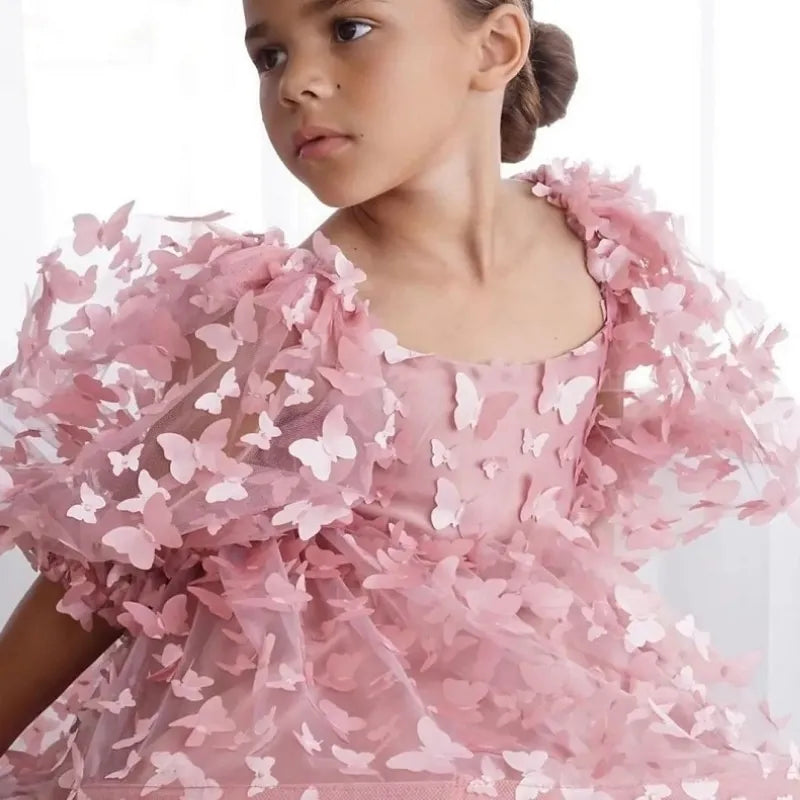 Fashion Baby Girl Princess Butterfly Tutu Dress Puff Sleeve