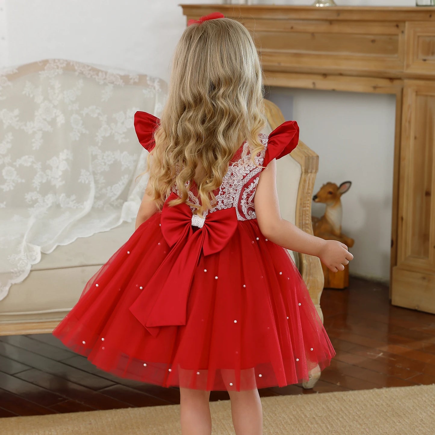 Baby Girls Princess Party Dresses Flower Lace