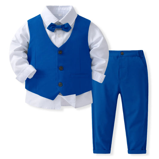 Wedding Attire Outfit Clothes Suit for Boy Ring Bearer Boy Outfits Boy's Gentleman Tuxedo Vest Bowtie Shirt Pants Kid Costume