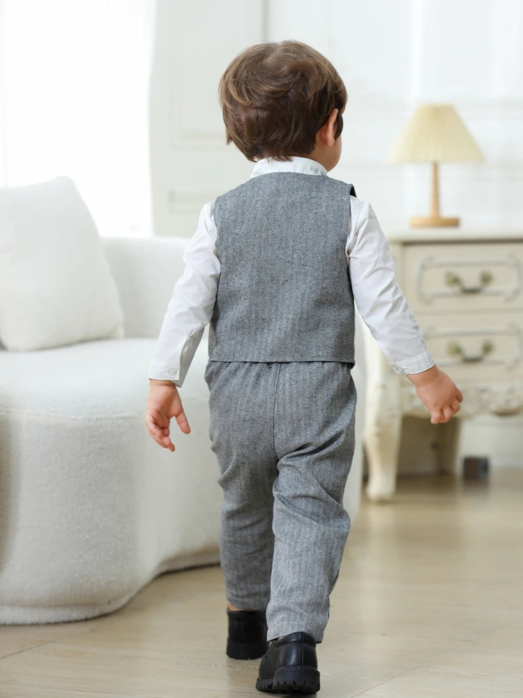 Kid Boys Formal Party Outfits Clothes Set Wedding Birthday Toddler Boy Gentleman Handsome Children Elegant Suit 1 2 3 4 5 6 Year