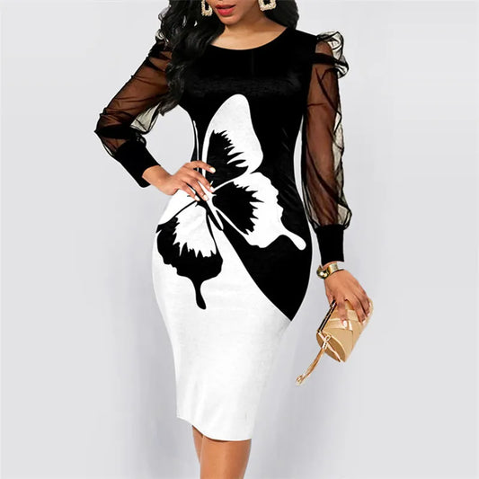 Fashion Elegant Print Bodycon Dress